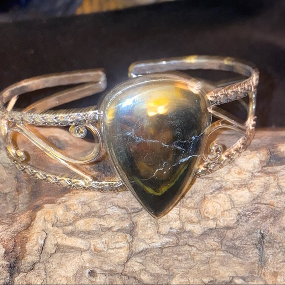Exotic Pyrite teardrop handcrafted cuff - Picture 1 of 8